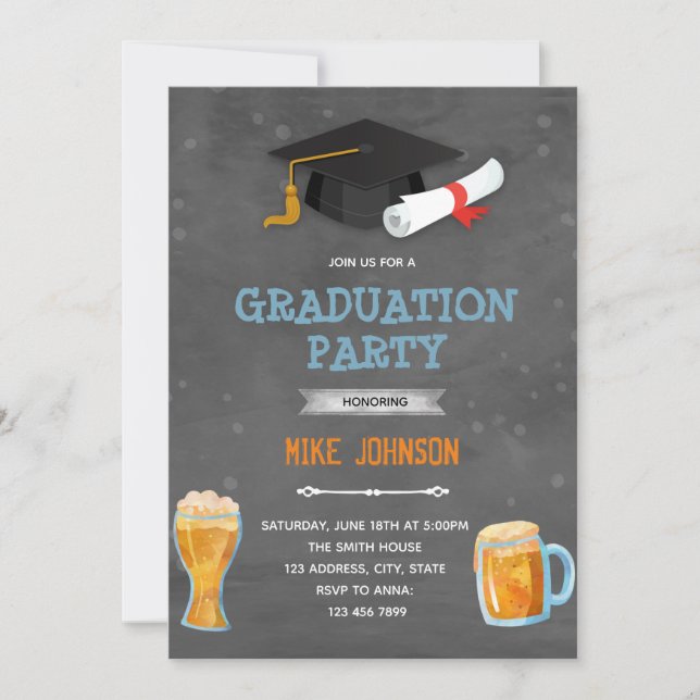 Invitation thème de remise de diplôme cheer bière (Devant)