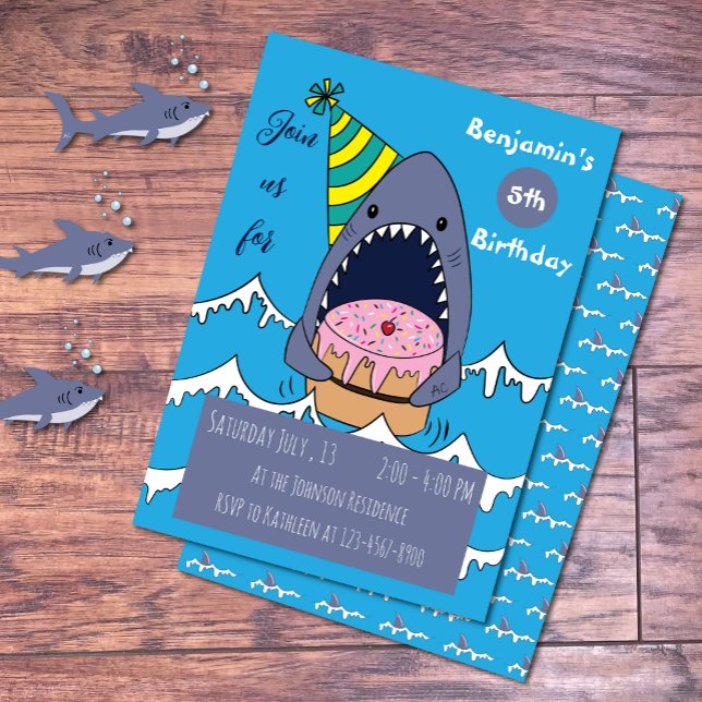 Invitation Thème de requin Enfant Anniversaire Bleu Invitatio (Personalize it with your own info . 
Also available for digital download . 
)