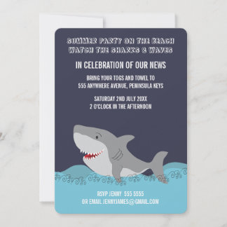Invitation Thème de requin mignon pour une fête d'été sur la