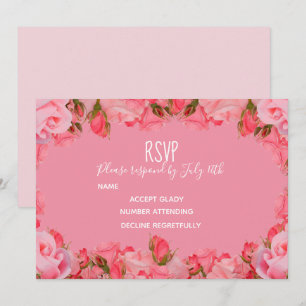 Invitation Thème de roses pastel rose pour réponse de mariage