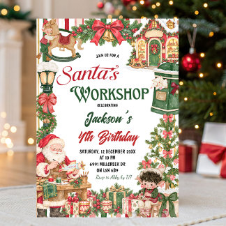 Invitation Thème de Santa Atelier du Père Noël Noël Anniversa