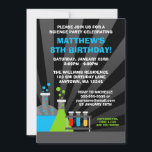 Invitation Thème de science fête d'anniversaire<br><div class="desc">Une invitation à la fête d'anniversaire à thème scientifique. Facilement personnalisé avec vos informations de fête.</div>