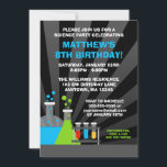 Invitation Thème de science fête d'anniversaire<br><div class="desc">Une invitation à la fête d'anniversaire à thème scientifique. Facilement personnalisé avec vos informations de fête.</div>