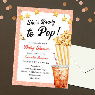 Invitation Thème de soda et de pop-corn pour Baby Shower Prêt