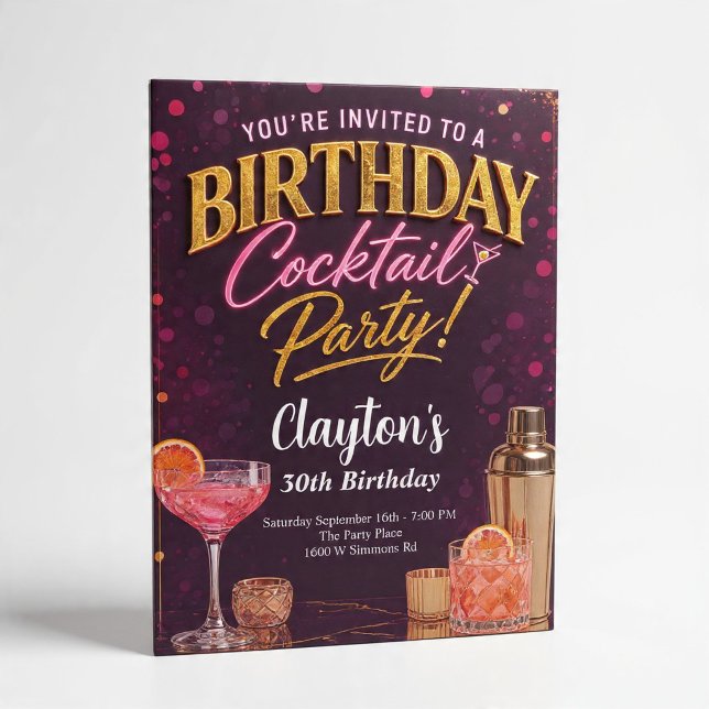 Invitation Thème de soirée cocktail d'anniversaire (Créateur téléchargé)