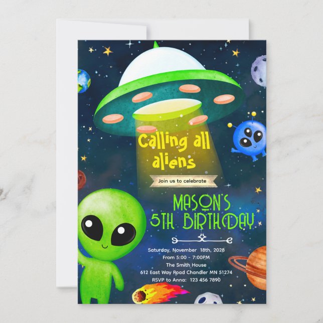 Invitation thème de soirée extraterrestre (Devant)
