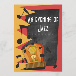 Invitation Thème de soirée jazz blues tableau noir