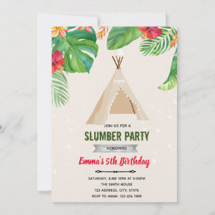 Invitation Thème de sommeil tipi luau tropical