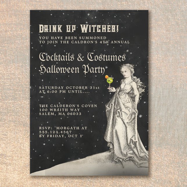 Invitation Thème de sorcière Halloween Cocktail Party (Créateur téléchargé)