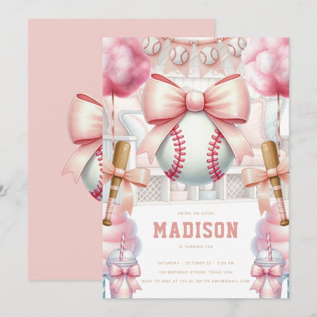 Invitation Thème de sport de luxe pour anniversaire de fille  (Devant / Derrière)