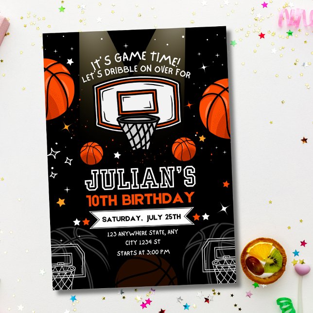Invitation Thème de sport pour enfants d'anniversaire de bask (Créateur téléchargé)