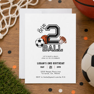 Invitation Thème de sport pour garçon né pour jouer 2e annive