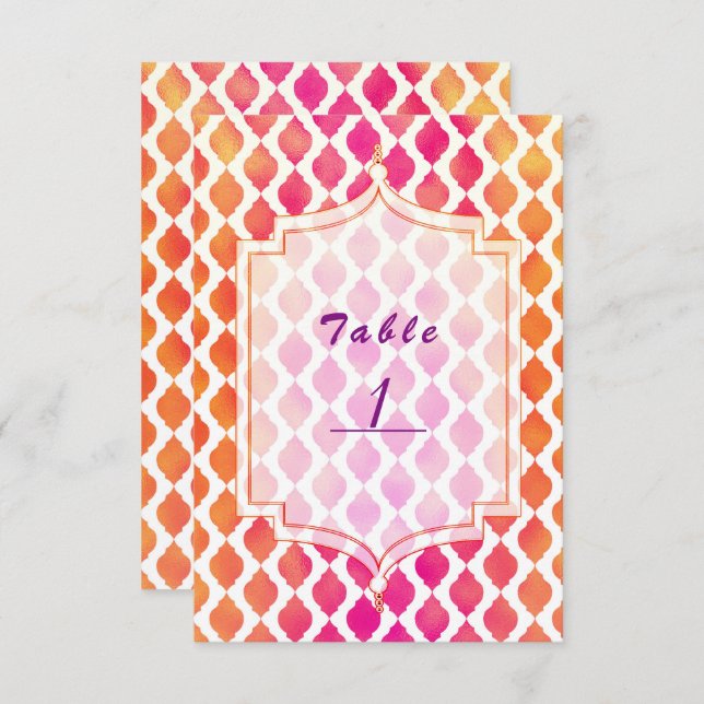 Invitation Thème de table de fête marocaine rose et orange Nu (Devant / Derrière)