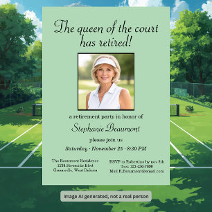 Invitation Thème de tennis photo élégant pour la retraite des