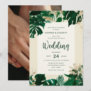 Invitation Thème de verdure tropicale avec Mariage arrière ph