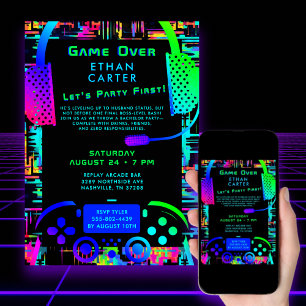 Invitation Thème de vidéo arcade pour enterrement de vie de g
