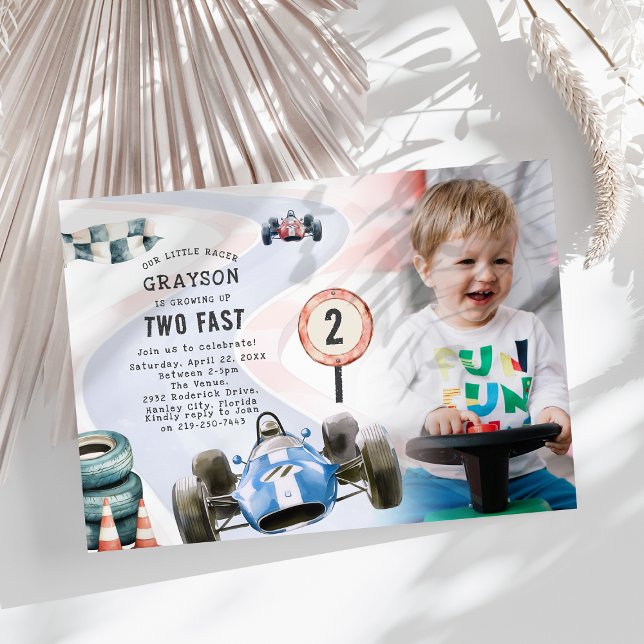 Invitation Thème de voiture de course pour enfants Photo de f (Créateur téléchargé)