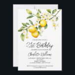 Invitation Thème d'eau gouache de citron Fête d'anniversaire<br><div class="desc">Invitation de fête d'anniversaire 21 ans sur le thème du citron avec une illustration aquarelle et un fond blanc. Personnalisez le texte avec les détails de la fête et les informations de RSVP.</div>