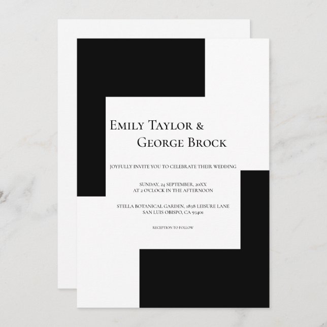 Invitation Thème d'échecs noir et blanc Simple Mariage modern (Devant / Derrière)