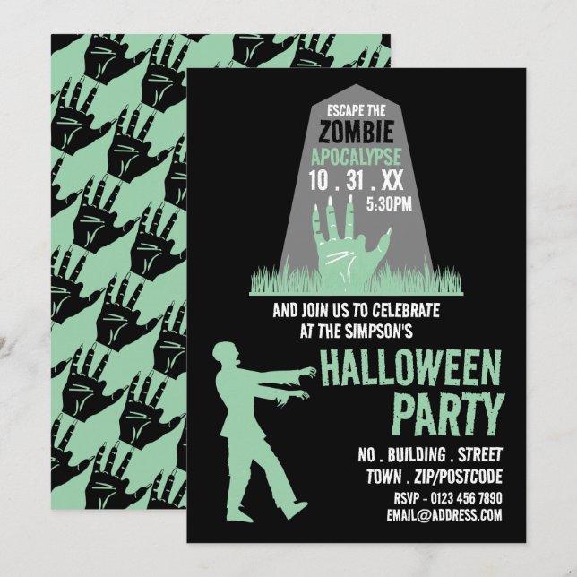 Invitation Thème d'escape room pour l'apocalypse des zombies  (Devant / Derrière)