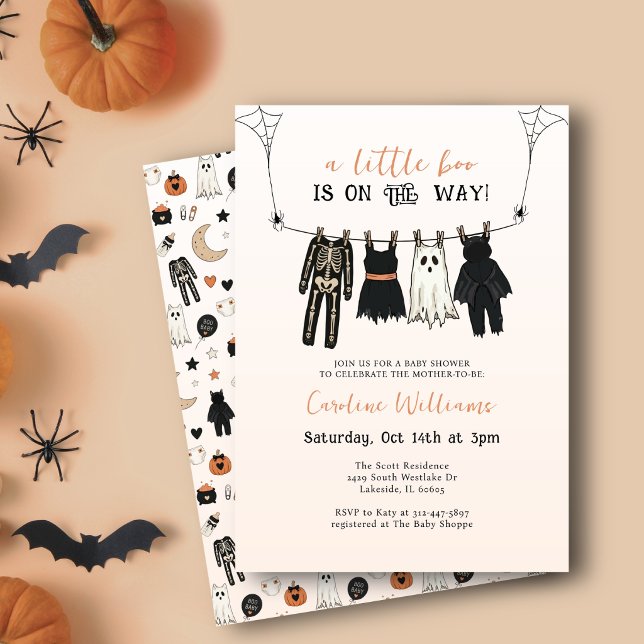 Invitation Thème d'Halloween Bébé Costume Linge de maison Épo (Cute Halloween baby shower theme.)