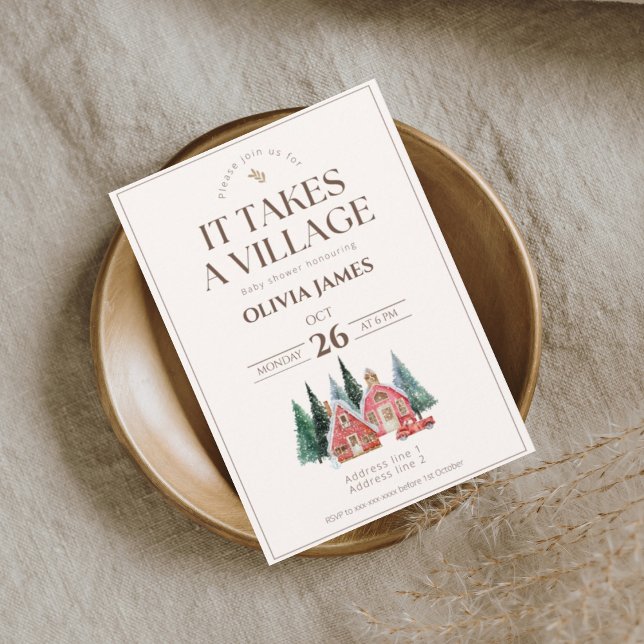 Invitation Thème d'hiver il faut un baby shower village (Créateur téléchargé)