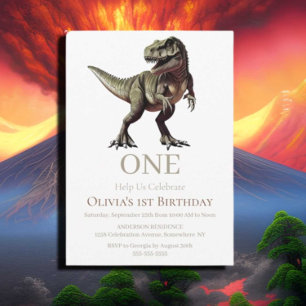 Invitation Thème dinosaure 1er anniversaire