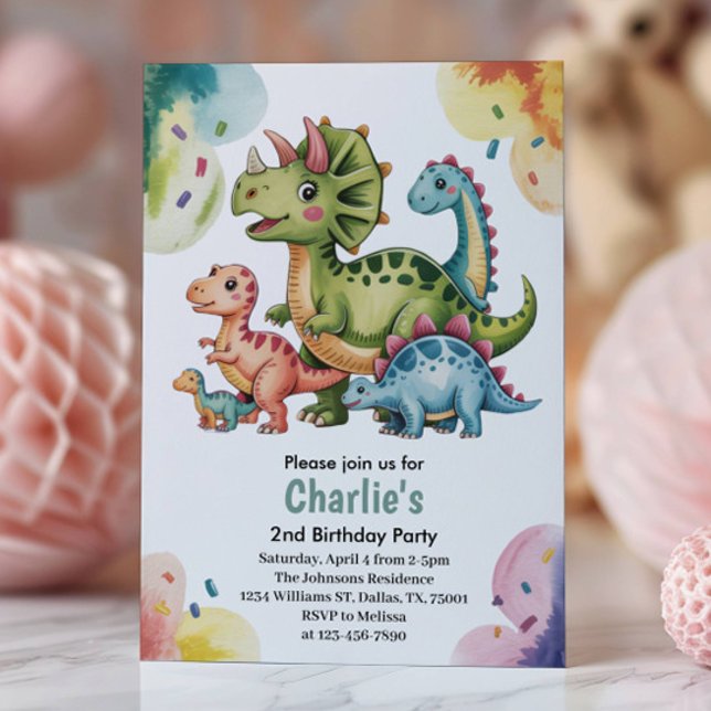 Invitation Thème dinosaure pour enfants mignons pour une fête (Créateur téléchargé)