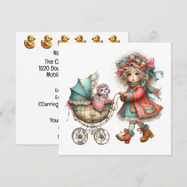 Invitation Thème d'invitation Buggy de bébé si précieux (Devant / Derrière)