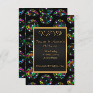 Invitation Thème Disco Noir DISCOBALL RSVP