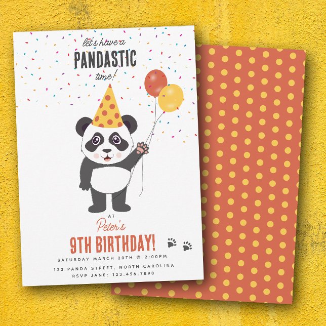 Invitation Thème d'ours panda mignon pour anniversaire d'enfa (Cute Panda Bear Theme Kawaii Kids Birthday Party Invitation)