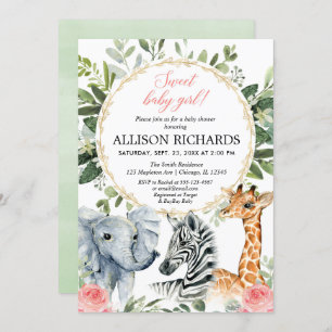Invitation Thème doux de jungle de bébé de baby shower de