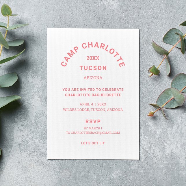 Invitation Thème du camping Bachelorette Rose (Créateur téléchargé)