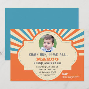 Invitation Thème du cirque  Photo personnalisée  Anniversaire