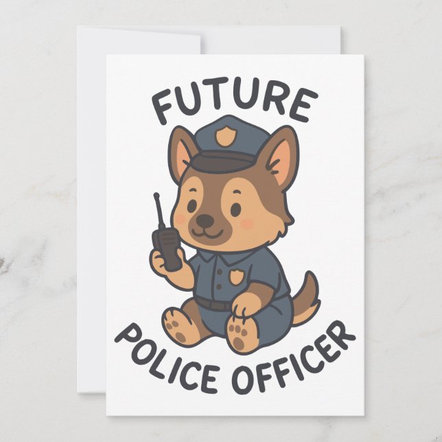 Invitation Thème du futur policier de chien mignon (Devant)