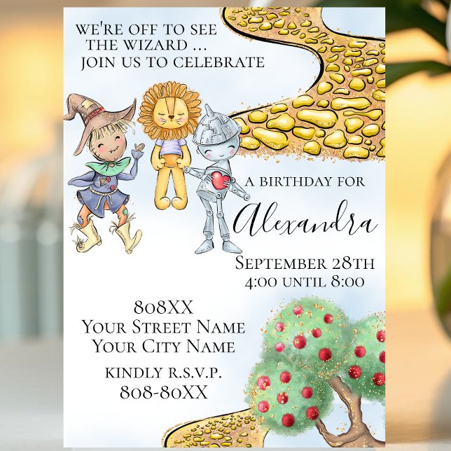 Invitation Thème du Magicien d'Oz Histoire Illustrée Mignonne (Créateur téléchargé)