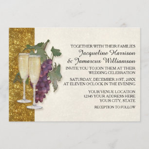 Invitation Thème du vin Champagne Raisins Moderne Simple Mari