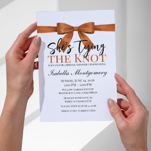 Invitation Thème « Elle noue le nœud » Ruban orange brûlé