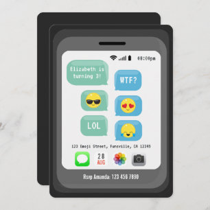 Invitation Thème Emoji Fête d'Anniversaire