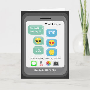 Invitation Thème Emoji Fête d'anniversaire virtuelle