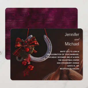 Invitation Thème équestre mariage fer à cheval suspendu