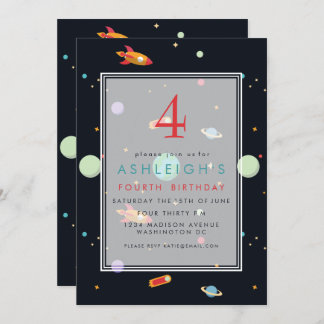 Invitation Thème Espace extra-atmosphérique | Fête d'annivers