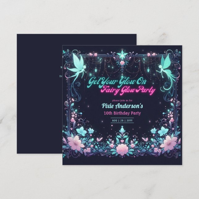 Invitation Thème Fairy Fairy Party - Fairytale After Dark (Devant / Derrière)