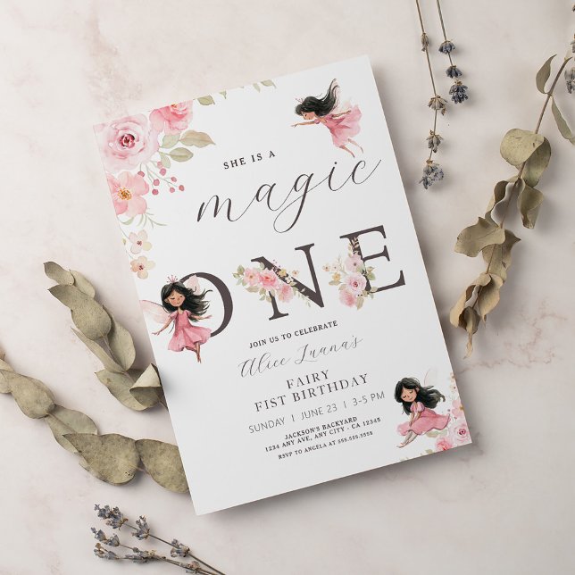 Invitation Thème Fée pour la 1ère Fête d'Anniversaire d'une F (Créateur téléchargé)