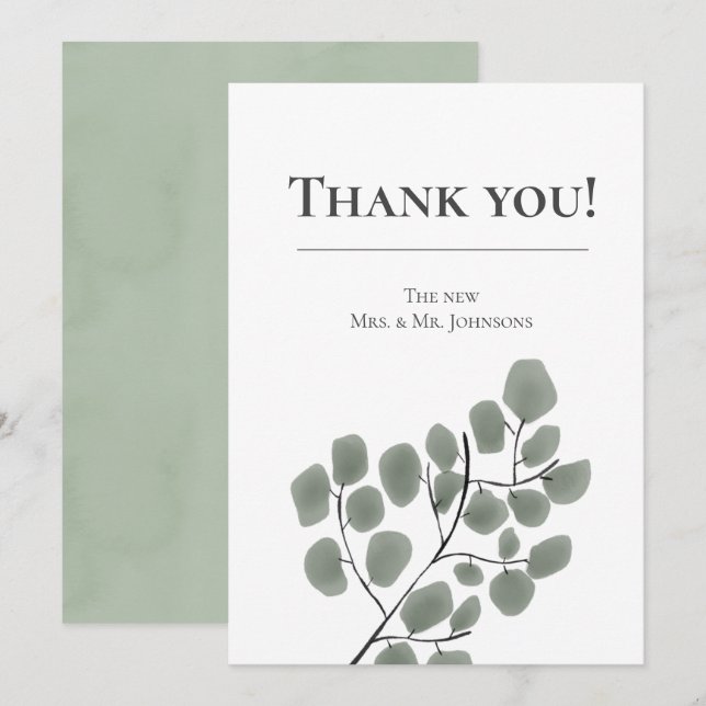 Invitation Thème Feuille Eucalyptus (Devant / Derrière)