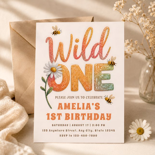Invitation Thème Fille Anniversaire Daisy Bee (Créateur téléchargé)