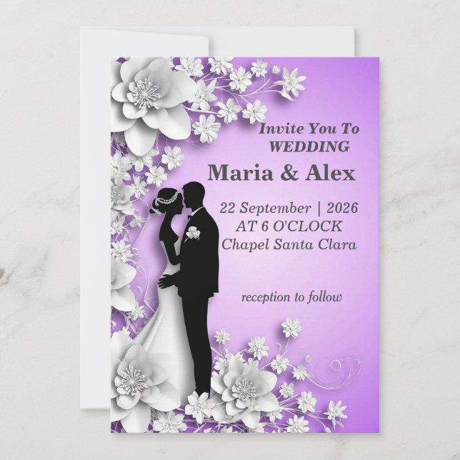 ✨ Invitation Thème Fleur pour Mariage et Shower ✨ (Devant)