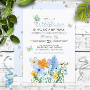 Invitation Thème Fleur sauvage bleu Anniversaire de la fille