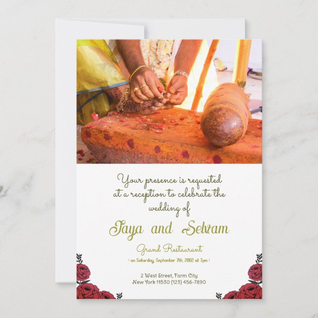 Invitation Thème Floral du Rose Mariage indien (Devant)