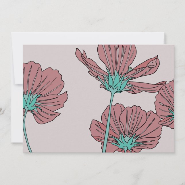 Invitation Thème floral, motif pavot (Devant)